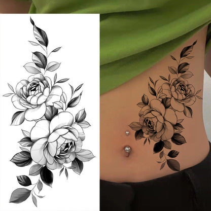 Skissade blommiga tatuerings klistermärken