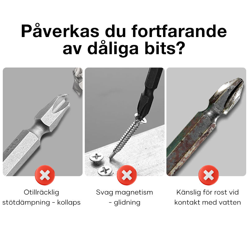 D1 Halkfri och stötdämpande Kors-skruvmejsel-bits