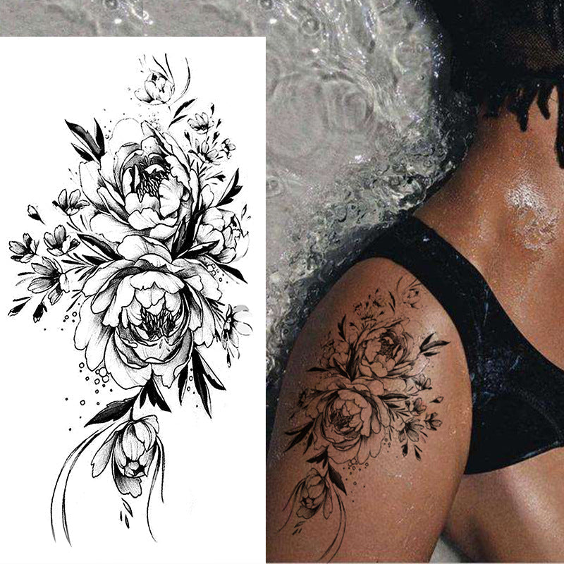 Skissade blommiga tatuerings klistermärken