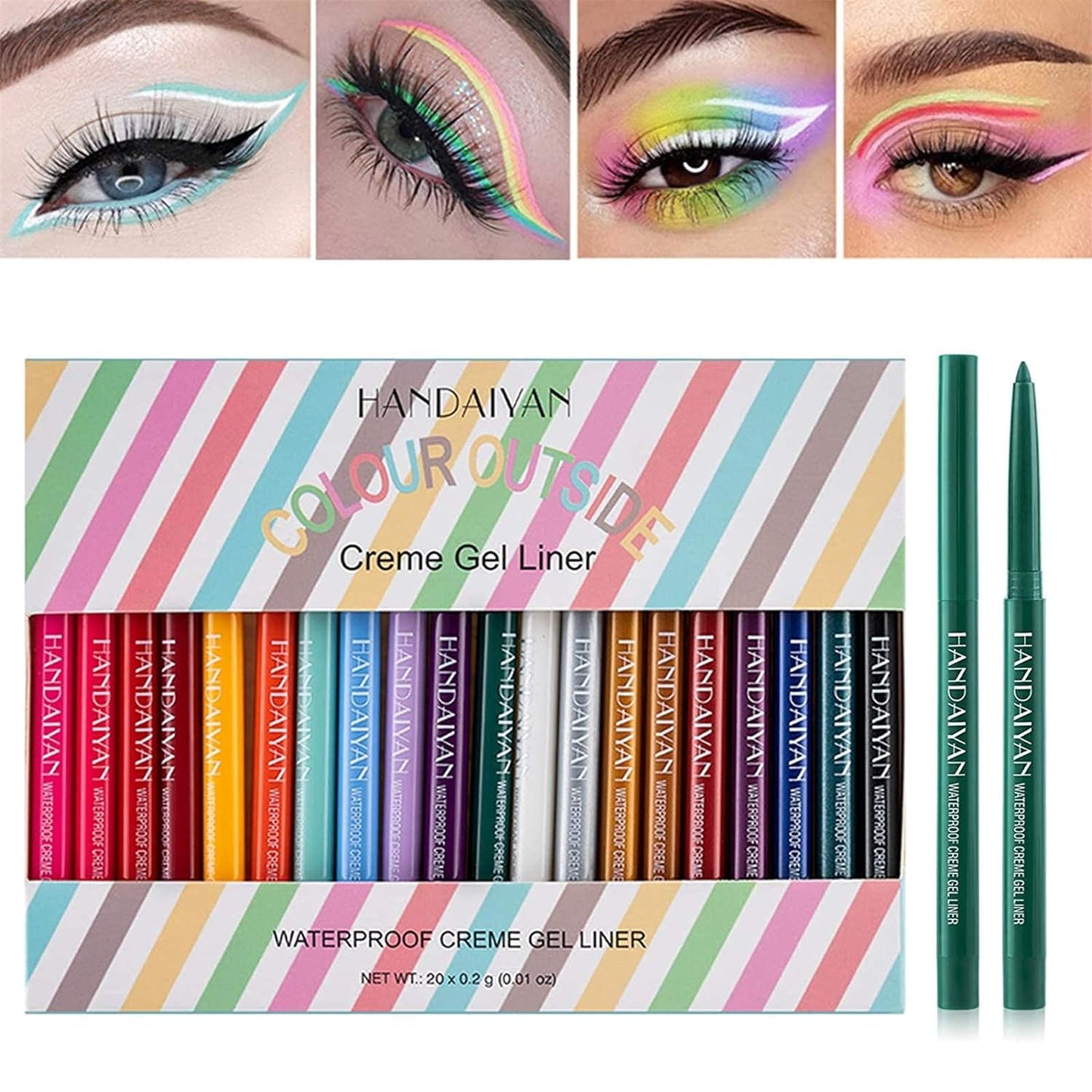 20 st färgade eyeliners och pennor - set