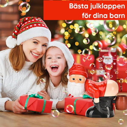 Rolig bubblor blåsande maskin med jultomte