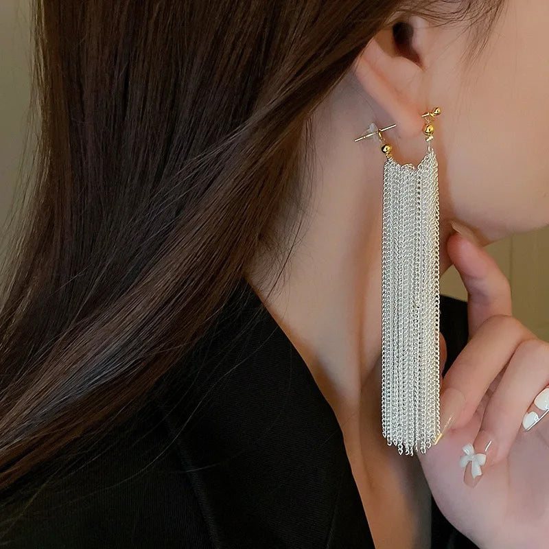 Waterfall-shaped Tassel Earrings