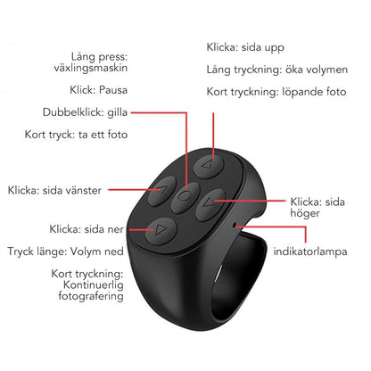 Trådlös Bluetooth-fjärrkontroll med fingertopparna