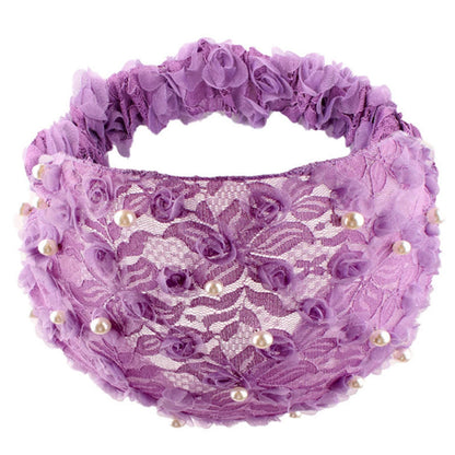 Women's Knitted Pearl Bandana Elastic Headband