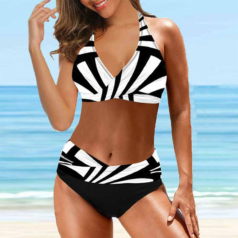 Randig halter bikini