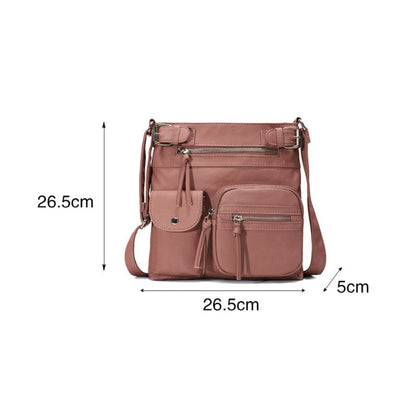 Mjuk crossbody-väska med flera fickor