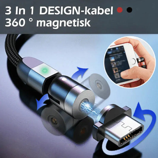 3-IN-1 DESIGN 360 ° magnetisk kabel - Lamora Sverige