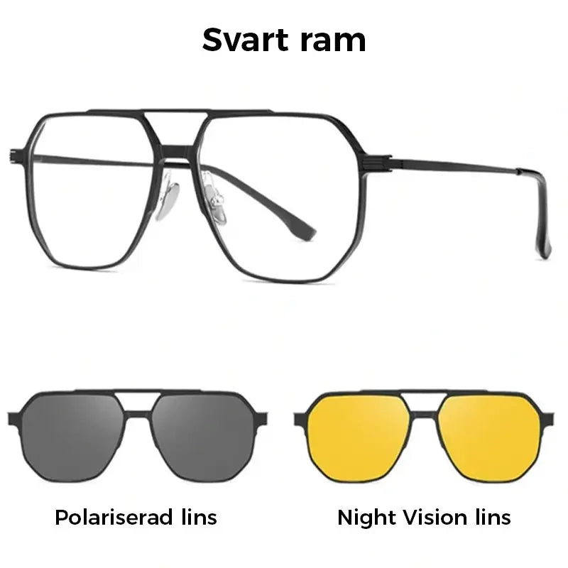 3-i-1 magnetiska polariserade solglasögon - Lamora Sverige
