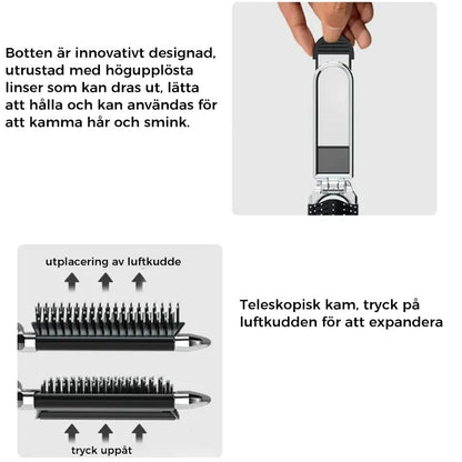 Resevikbar spegelhårborste