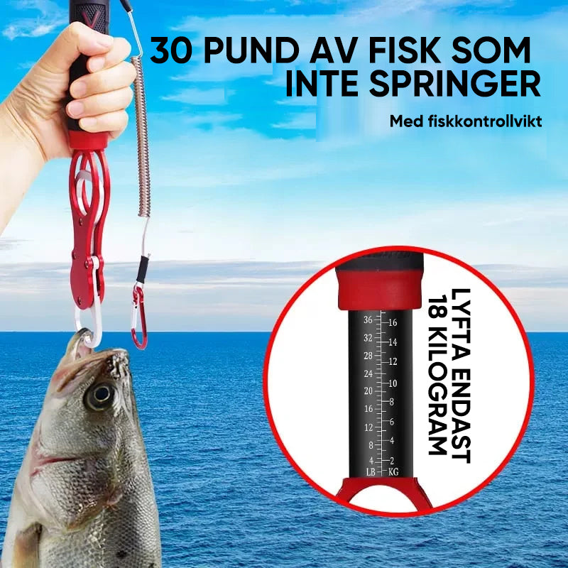 Kraftig fisk läpps gripare med vägningsvåg