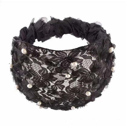 Women's Knitted Pearl Bandana Elastic Headband