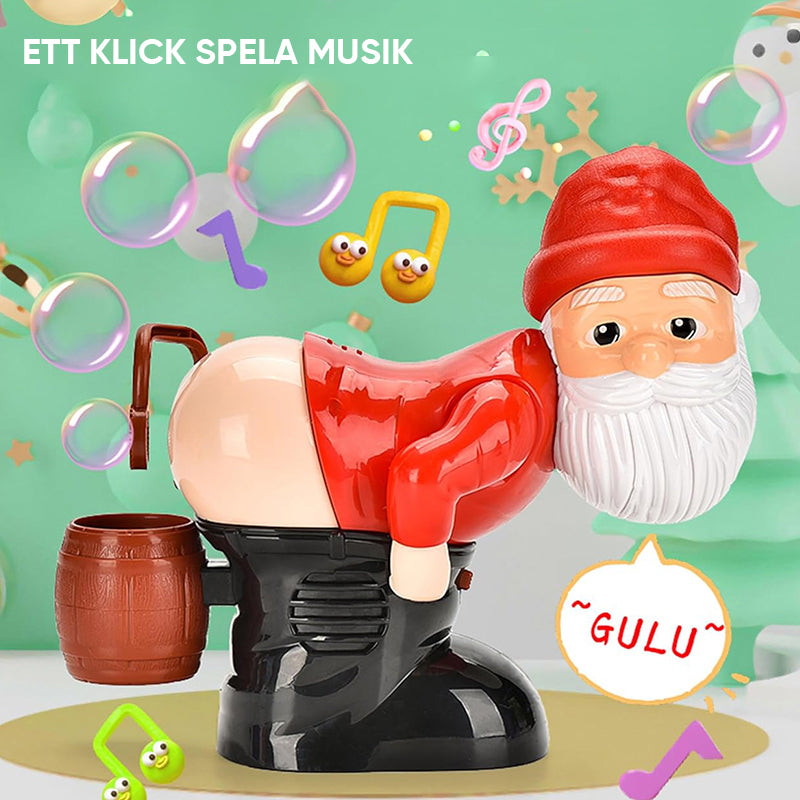 Rolig bubblor blåsande maskin med jultomte