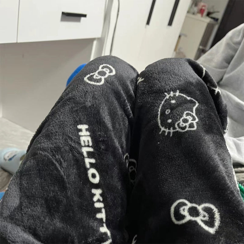 Söta tryckta flanellpyjamasbyxor