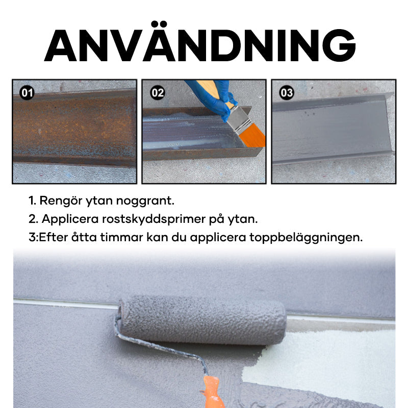 Multifunktionellt medel för rostborttagning och konvertering av metall