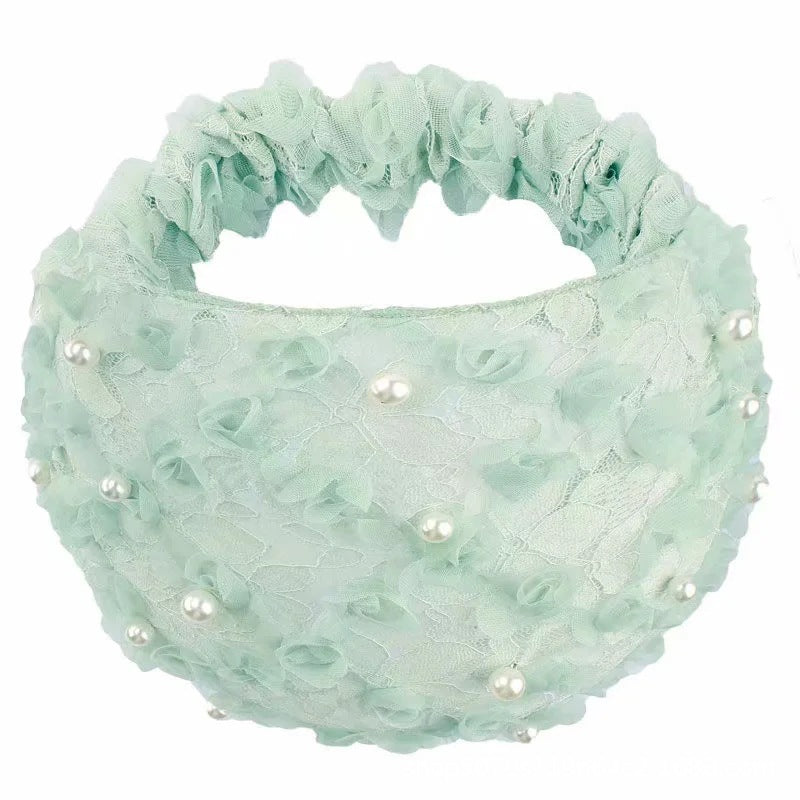 Women's Knitted Pearl Bandana Elastic Headband