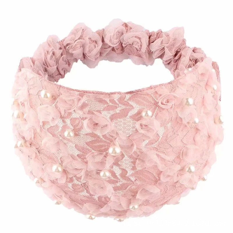 Women's Knitted Pearl Bandana Elastic Headband