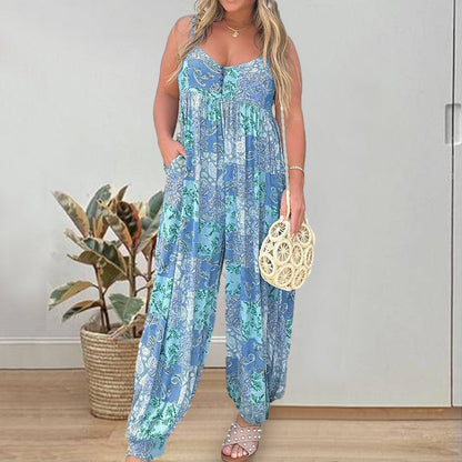 Tryckt Lös Camisole Jumpsuit