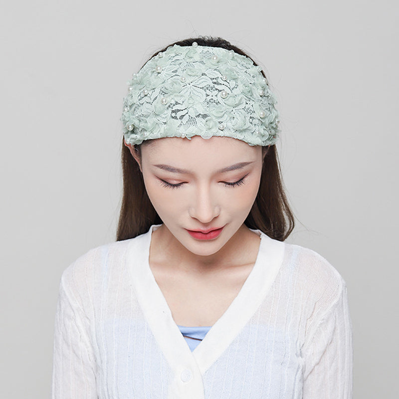 Women's Knitted Pearl Bandana Elastic Headband