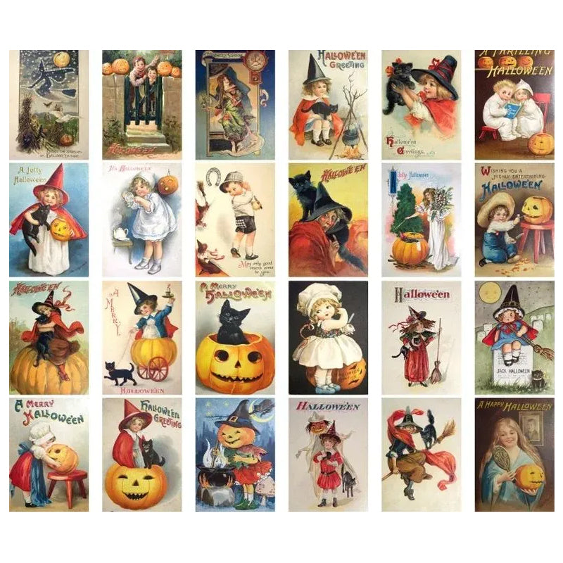 Vintage Halloween vykortssats (24 st)