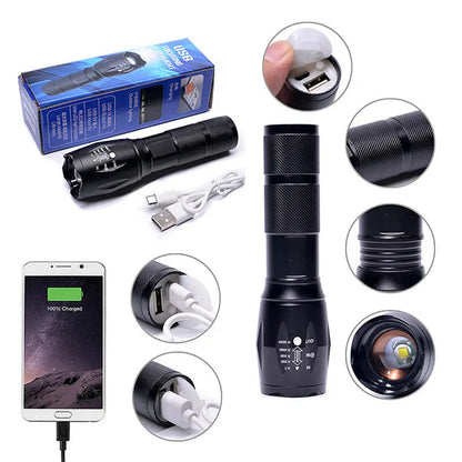 Aluminum flashlight USB rechargeable flashlight - Lamora Sverige