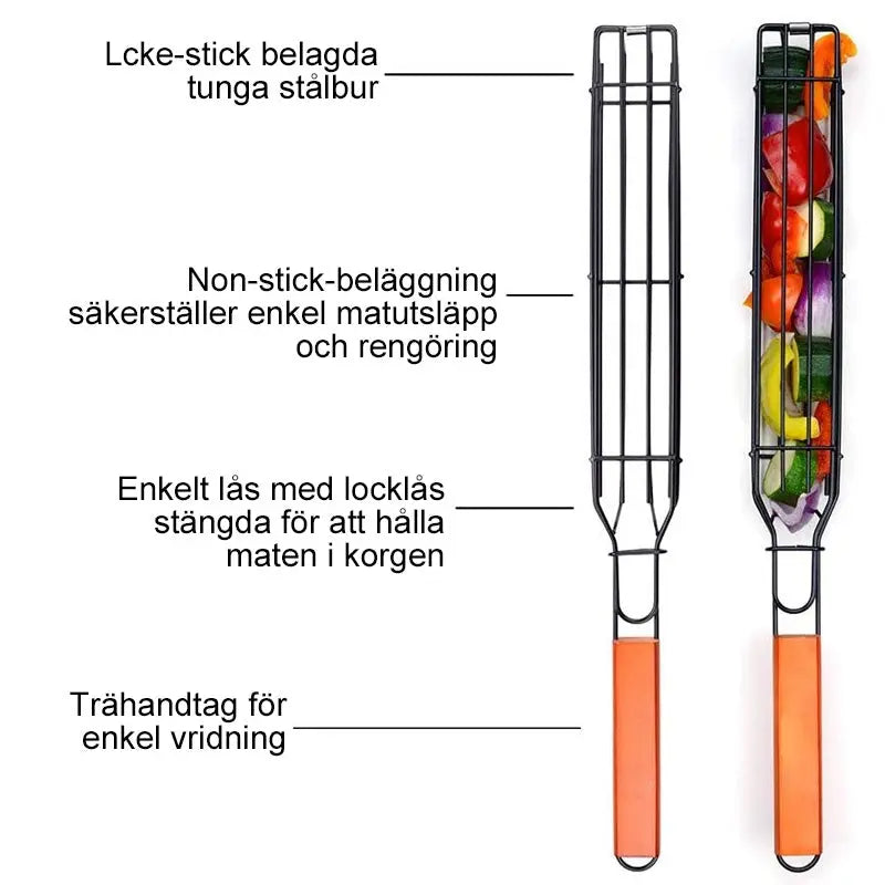 Återanvändbar Kabob-grillkorg - Lamora Sverige