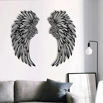 Black Angel Wings Metal Wings Wall Art with LED Lights - Lamora Sverige