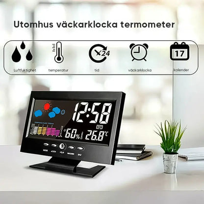 Digital LED Temperatur Fuktighet Monitor Väckarklocka - Lamora Sverige