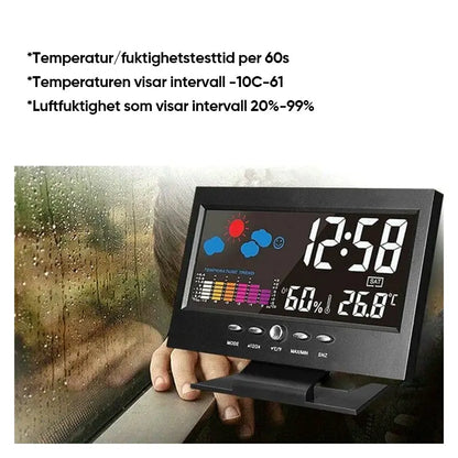 Digital LED Temperatur Fuktighet Monitor Väckarklocka - Lamora Sverige