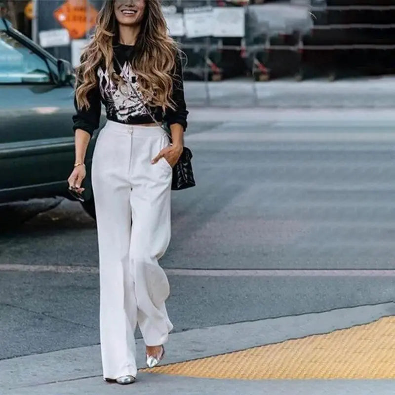 Effortless Tailored Wide Leg Pants - Lamora Sverige