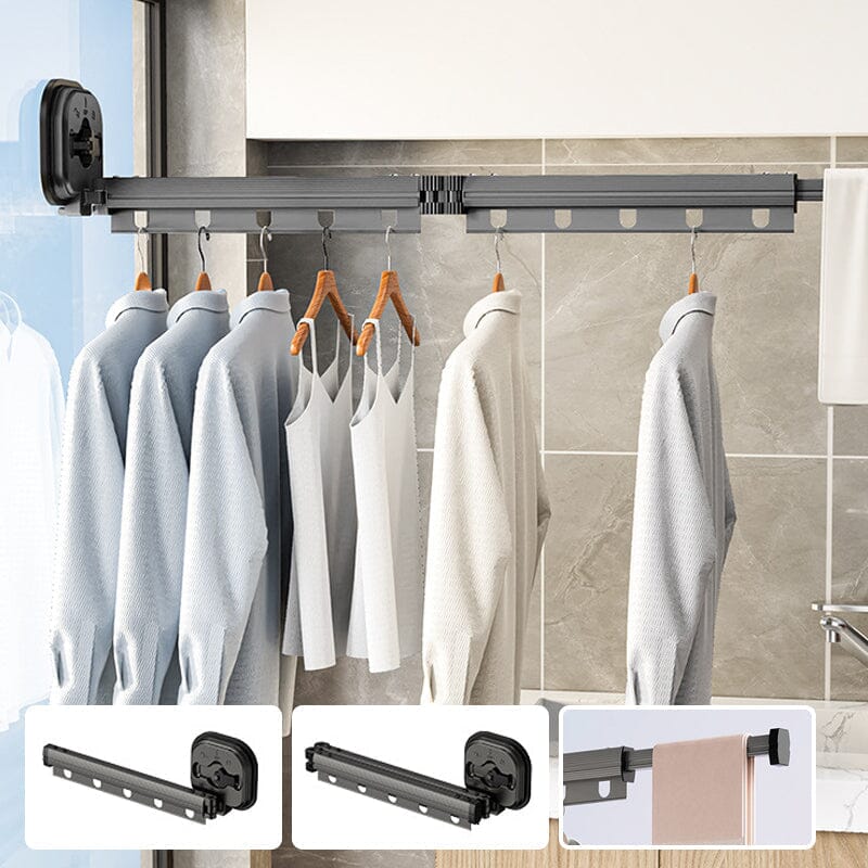 Wall-Mounted Foldable Clothes Drying Rack with Suction Cup