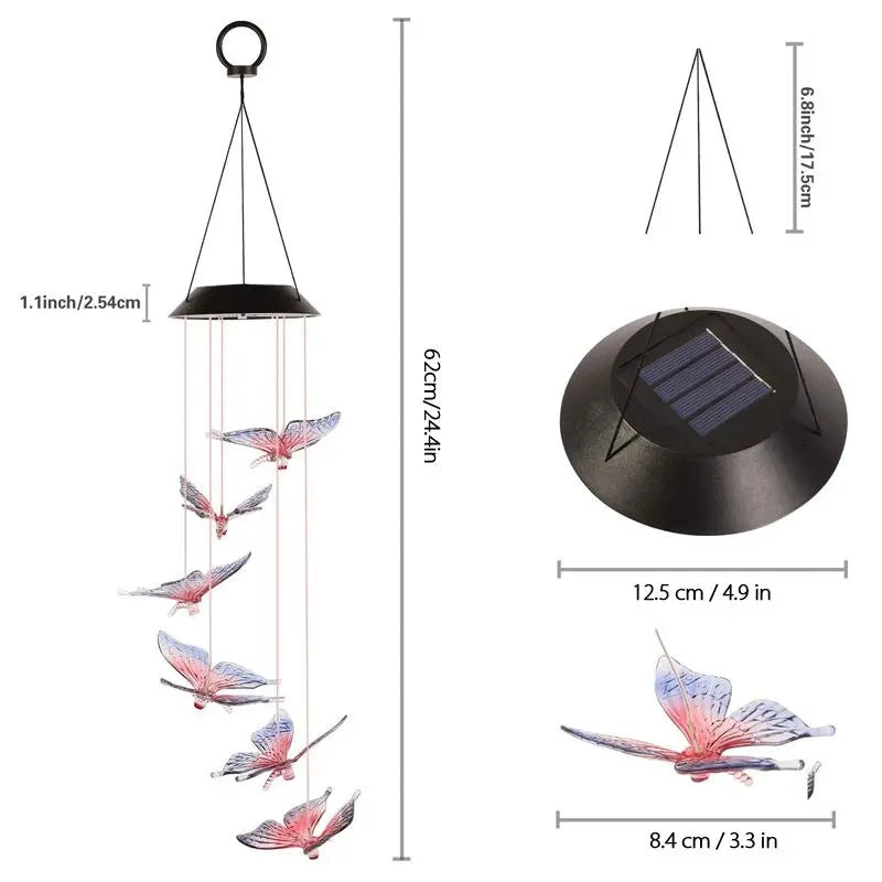 Färgbyte Solar LED Vattentät Fjäril Wind Chimes - Lamora Sverige