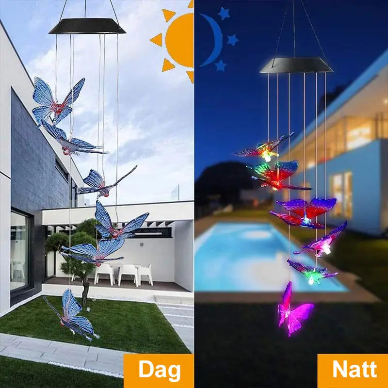 Färgbyte Solar LED Vattentät Fjäril Wind Chimes - Lamora Sverige