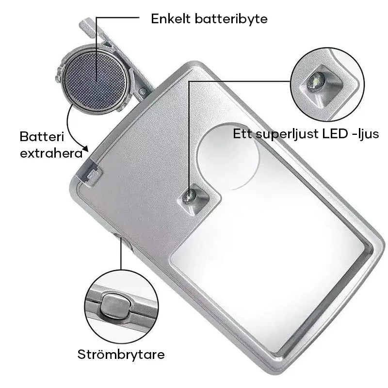 LED Förstornings Kort för Läsning - Lamora Sverige