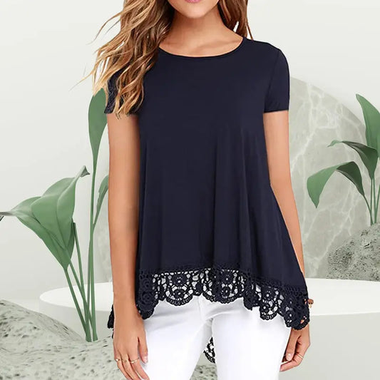 Lace Panel T-Shirt - Lamora Sverige