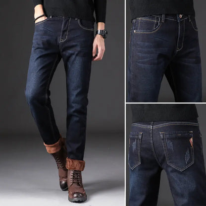 Male Loose Stretchy Denim Straight Pants - Lamora Sverige