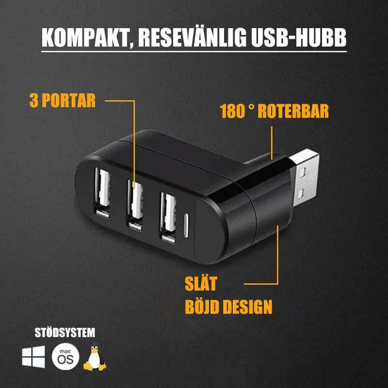 Mini Roterbar 3-port USB Nav - Lamora Sverige