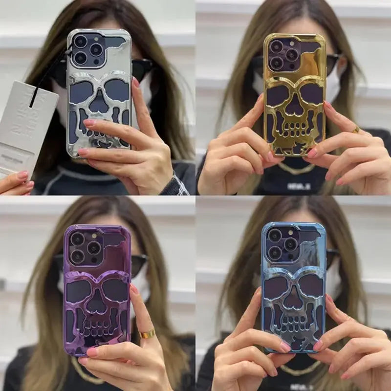 Pläterad Skull Case Cover för iPhone - Lamora Sverige