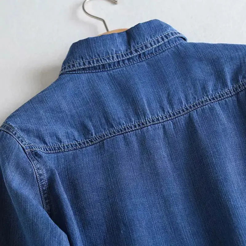 Pocket Long Sleeve Denim Shirt - Lamora Sverige