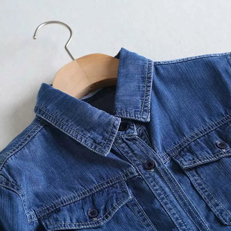 Pocket Long Sleeve Denim Shirt - Lamora Sverige