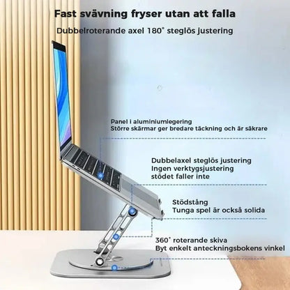 Roterande bärbar datorhållare i aluminiumlegering - Lamora Sverige