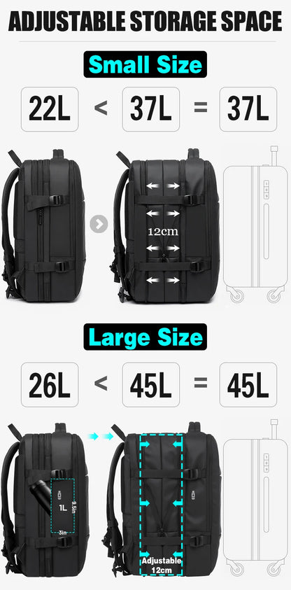 Vattentät Reseryggsäck för Män | Business Laptop Backpack med USB | Perfekt Julklapp – 17.3 Tum Expandabel Design