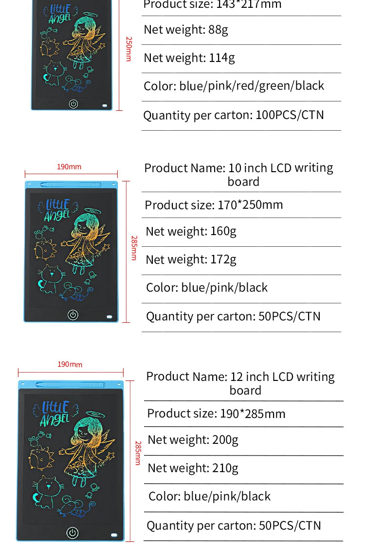 LCD Writing Tablet - Perfekt för Ritning och Skrivning | 6.5/8.5/10/12 Tum Magisk Raderbar Ritplatta för Barn | Julklapp för Pojkar