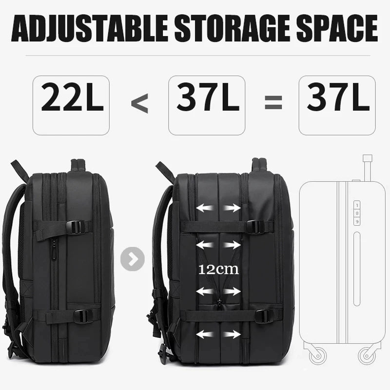 Vattentät Reseryggsäck för Män | Business Laptop Backpack med USB | Perfekt Julklapp – 17.3 Tum Expandabel Design