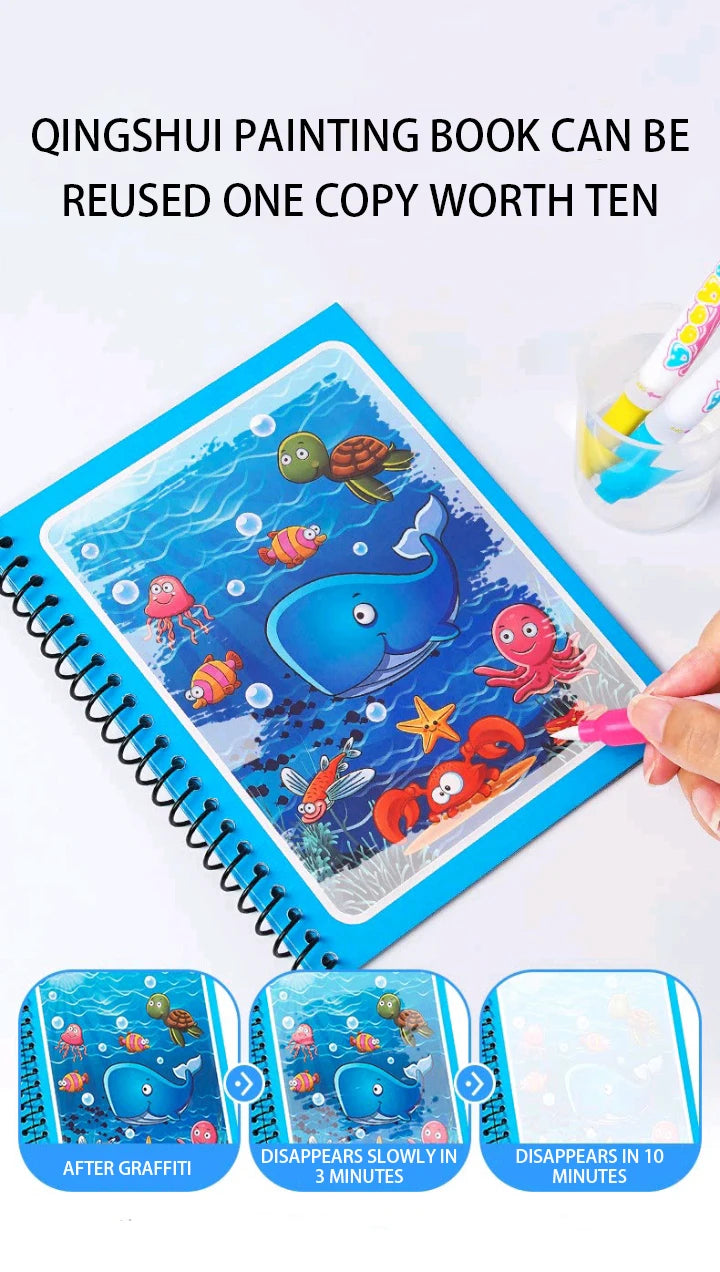 Magical Water Drawing Book – Återanvändbar Färgbok för Barn | Perfekt Julklapp & Gåva för Tidig Utbildning