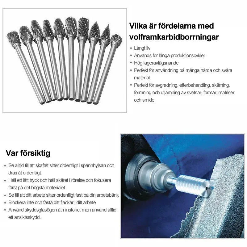 Slipstiftsats Volfram-stål (10 st) - Lamora Sverige