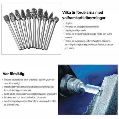 Slipstiftsats Volfram-stål (10 st) - Lamora Sverige