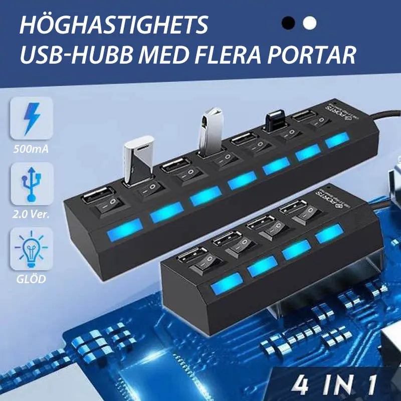 USB-hub med flera portar och hög hastighet - Lamora Sverige