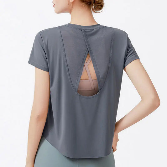 Utskärning vacker back yoga T-shirt - Lamora Sverige