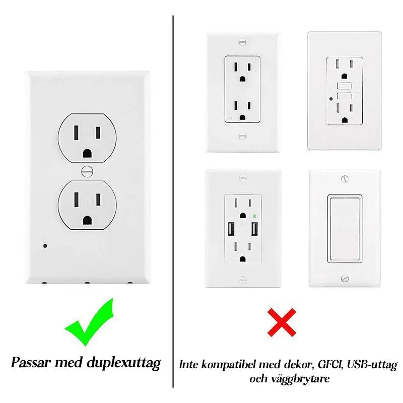 Uttagsväggplatta med LED-nattljus - Lamora Sverige