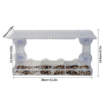 Utomhusfönster med klar sikt fågelmatare med sugkopp